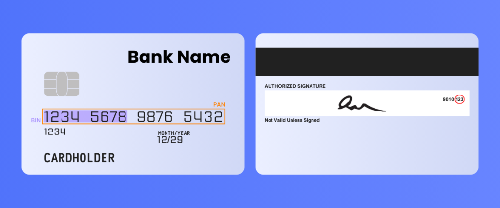 Schéma explicatif qui montre le BIN à 8 chiffres sur une carte bancaire