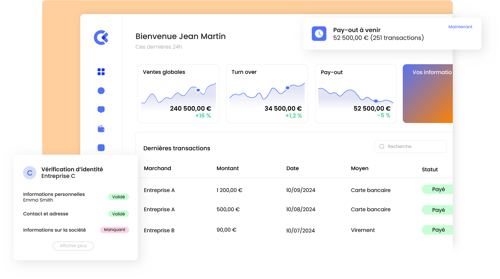 transférer des paiements : vue du backoffice CentralPay