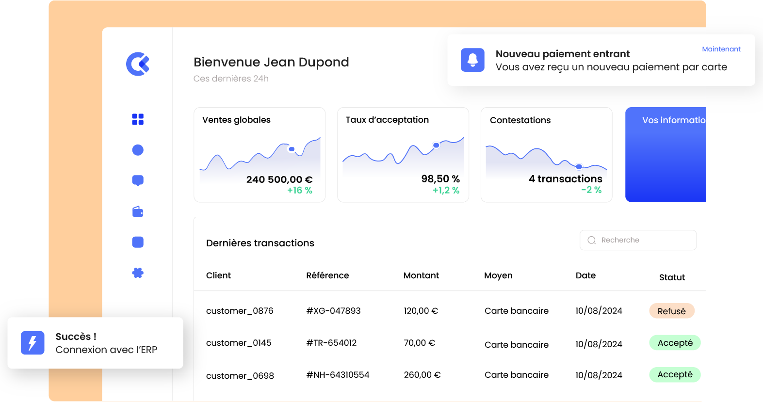 solution de paiement par carte bancaire : illustration du backoffice CentralPay