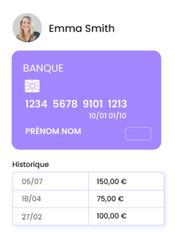 paiement en magasin : vue globale de fiche client - reconnaissance de carte et dates de paiement